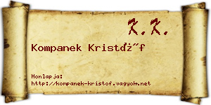 Kompanek Kristóf névjegykártya